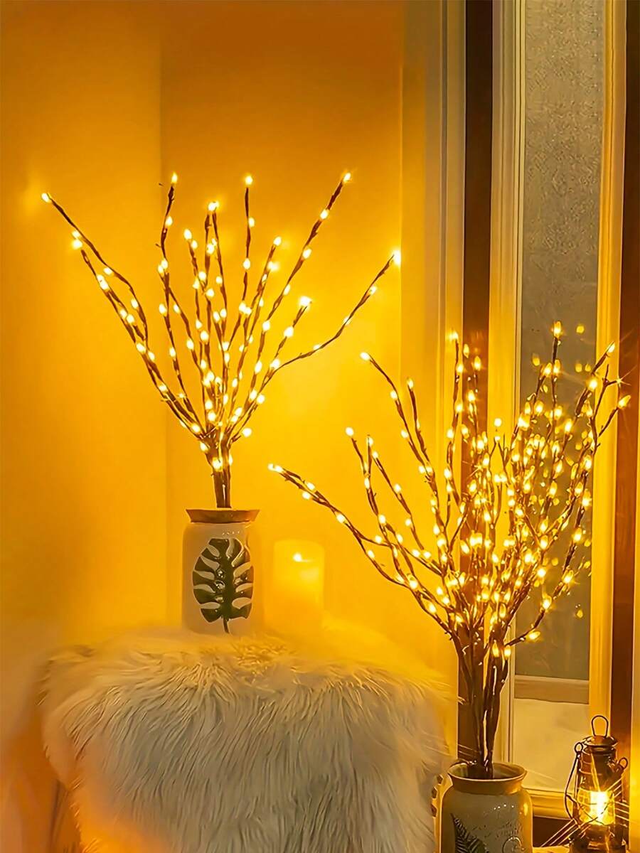 1pcs 20 LED Tree Branch Lights, Indoor Holiday Party Decoration Lighting, Fairy Lights With Tree Branch Design (Batteries Not Included) For Classroom, Office Home, Wedding Decoration Lights Perfect Gift For Birthdays, Holiday Gifts, And Parties. Suitable For Daily Wear And Holiday Celebrations, Suitable For All Seasons, And Is An Ideal Choice For Holiday Accessories.