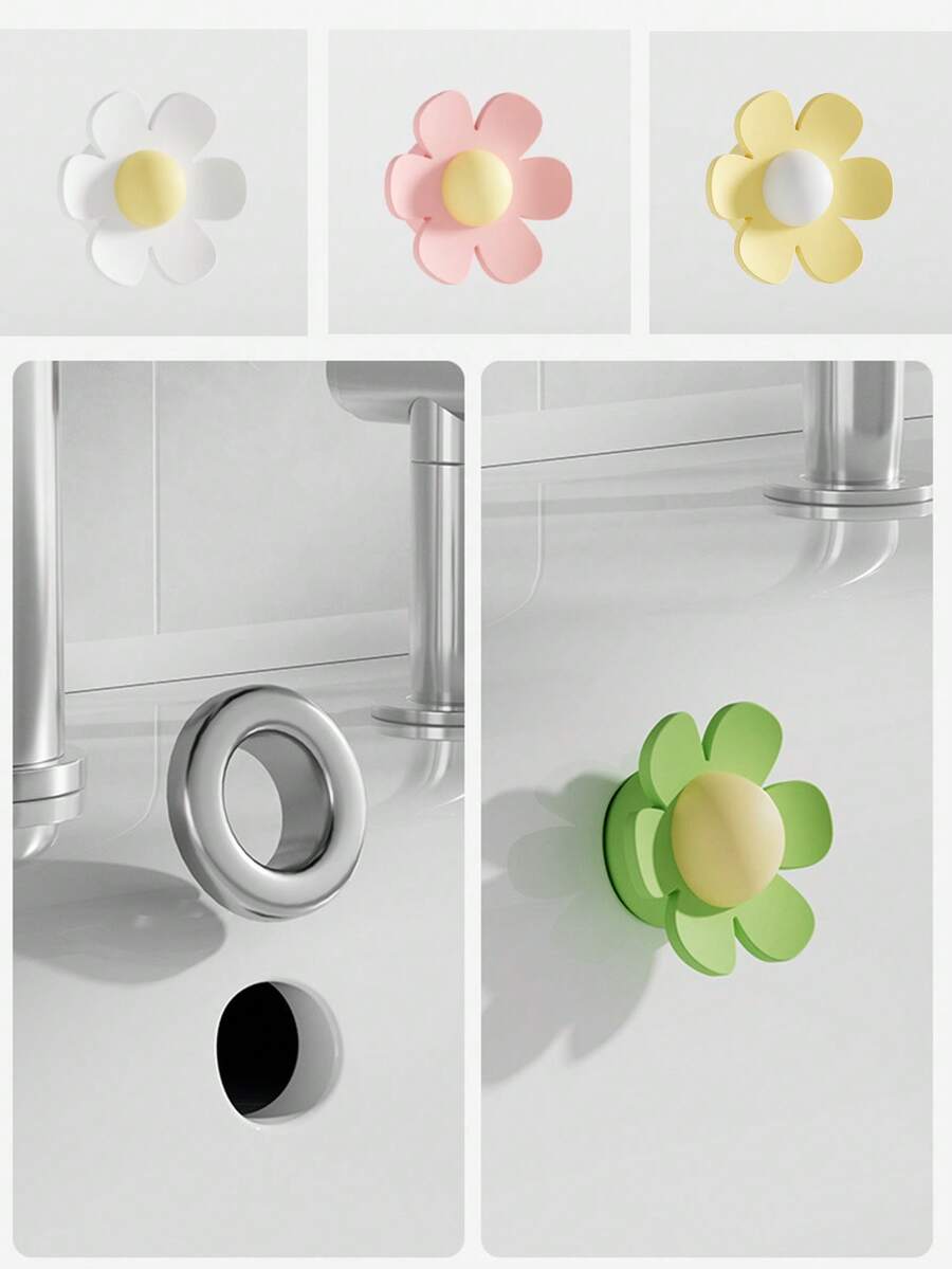Flower Design Silicone Sink Plug Drain Cover, Bathroom Sink Overflow Hole Stopper, Leak Proof & Anti-Pest Water Plug Accessories