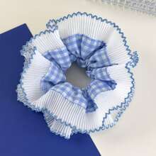 1pc Ruffled Hair Scrunchie, French Sweet Double-Layered Fluffy Oversized Hair Bobbles For Buns & Ponytails, Hair Tie, Hair Accessory ,Hair Accessories, Scrunchy Hair Ties