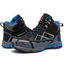 LARNMERN (Local Shipment) Steel Toe Boots Men's Anti Slip Work Anti Puncture Safety Boots Industrial Structure Comfortable Outdoor Hiking Military Tactical Shoes Anti Slip Men's Safety Boots - 黑藍色 - 查看 8