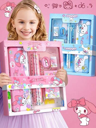 Paw Patrol Authorized By   Melody Cinnamon Dog Cute Stationery Gift Set School Supplies For Boys And Girls - Pencils And Pencil Storage Box, Eraser, Pencil Sharpener, Ruler, Notebook, Back To School Gifts, Halloween Gifts, Christmas Gifts (Design And Color Of Gift Box May Vary Due To Different Production Batch)