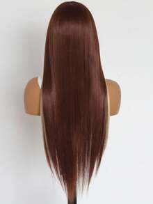 Brown Straight With Blonde Skunk Stripe Lace Front Wig 13x4 HD Transparent Heat-Resistant Synthetic Wig Perfect For Daily Wear & Holidays 24" - 拼色 - 查看 7