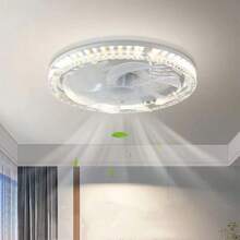 1 peça, 50 W, luz de ventilador de teto inteligente para sala de estar, controle remoto, luz de ventilador LED tricolor regulável, soquete E27, luz de ventilador de teto moderno para quarto, 30 cm-11,81 polegadas, tampa de PC de diamante de plástico ABS, luz de ventilador LED de superfície montada, adequada para sala de jantar, mesa de cozinha, fácil de instalar, AC85-265V