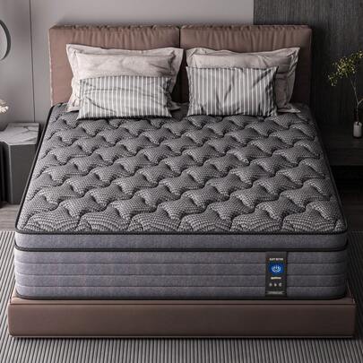 M R H MRH New Twin Full Queen King Mattress 10/12/14-Inch Foam Hybrid Mattress Gel Memory Foam Mattress, Ergonomic Pocket Springs, Medium Softness, Breathable And Pressure-Relieving, Black, US Certified