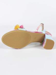 Sandalias con tacón grueso, puntera cuadrada y decoración floral para mujer, estilo dulce y elegante para boda, fiesta en primavera/verano