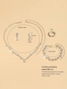 1 Set Fashion Jewelry Including Necklace, Earrings, Bracelet, Elastic Ring, Suitable For Women's Daily Wear