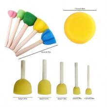 Set de 16 herramientas de pintura, esponja de limpieza con estampado de flores, herramienta de sello y estampado, materiales DIY para grafiti con cabeza de champiñón