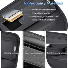 2-Pack Car Seat Gap Filler With Cup Holder - Premium Leather - Universal Fit - Keeps Cans/Phone/Keys Organized (Black)