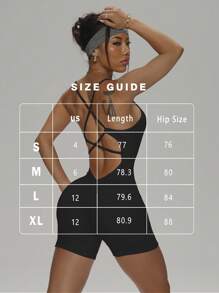 Crisscross Strappy Yoga Romper With V-Waist & Booty Lift, Stretchy Bodysuit For Workout/Beach,Strappy Detail & Lift Effect | Squat-Proof Yoga Bodysuit For Gym/Date Night,Strategic Backless Cutout,Figure-Flattering V-Waist,Clavicle-Accentuating Neckline,Tummy Control,Women's Sexy Backless Jumpsuit Shapewear Bodysuit