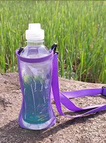 1pc Sports Water Bottle Mesh Bag With Shoulder Strap, Adjustable, Portable Water Cup Holder, Universal Insulated Bottle Pouch For Outdoor Sports, Camping, Travel