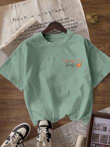 Camiseta de manga corta con cuello redondo casual para mujer, con estética retro que dice "Aperol Spritz es siempre la respuesta"