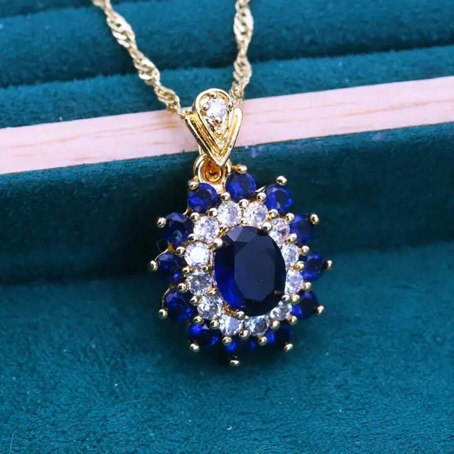 Dây chuyền mặt đá Cubic Zirconia mạ vàng 18K kiểu dáng cổ điển - Trang sức cưới và dự tiệc sang trọng, quà tặng Giáng sinh và Ngày Valentine cho nữ, phụ kiện tinh tế, chế tác bậc thầy.
