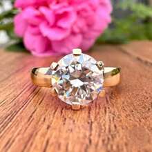 1 pièce Bague ronde élégante et luxueuse, bague de fiançailles, bague de mariage à six griffes, cadeau d'anniversaire pour les femmes, pour toutes les occasions (sans boîte)