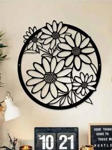 1 Stück Eisen Chrysantheme Wandskulptur - Eisen Blumen Wandkunst Dekoration, Innen Außen Garten Hof Wandkunst, Wohnzimmer Balkon Zaun Akzent