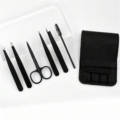 4pcs Stainless Steel Eyebrow Tweezers Set, Multi-Functional Makeup Tool Kit For Eyebrow Plucking, Hair Removal And Grooming Hair Removal, Face Hair Removal, Hair Trimmer, Hair Trimmer, Barber Supplies, Haircut, Bag, Organizer, Storage, Hair Accessories