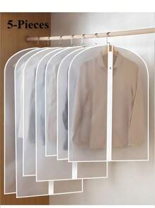 5 Stück durchsichtige PEVA Kleiderhüllen, verlängerte wasserdichte und staubdichte Aufbewahrungstaschen für den Kleiderschrank, feuchtigkeitsbeständige Kunststoffschutzhüllen für den Heimgebrauch, ideal für Hemden, Anzüge und Langzeitlagerung, Kleiderschutz mit klarer Sichtbarkeit und sicherem Verschlusssystem, Kleideraufbewahrung