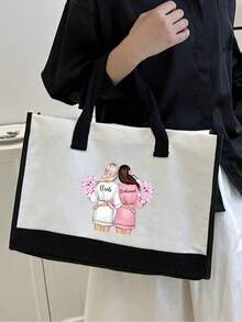 Bride Handbag And Cosmetic Bag Set, Bride Printed Zipper Makeup Bag, Personalized Bride Gift, Suitable For Wedding, Bridal Shower, Bachelorette Party, Engagement, Honeymoon, Gift For Best Friend, Bridal Memento - Multicolor - View 4