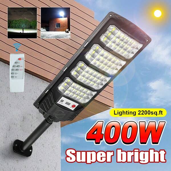 1 PC Energy-Saving Solar LED Street Light, Solar Street Light With Motion Sensor And Remote Control, Suitable For Commercial Lighting In Courtyard Paths, Garages And Parking Lots, Waterproof And Automatic Lighting, Outdoor Lighting