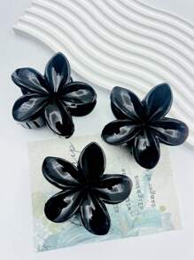 3pcs/1pc Women 3.15in/8cm Black Leopard Print & Red Flower Shaped Plastic Hair Claws, Elegant, Chic, Versatile, Lightweight, Suitable For Ponytail, Bun, Daily Casual, Party, Commute, Vacation Claw Clips Hair Clips Hair Jaw Clip Hair Clamps Hair Clutch Hair Catcher Clip