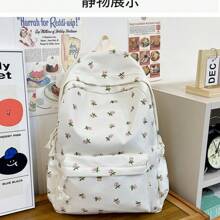 Mochila estilo japonés con estampado floral Ditsy, diseño coreano de Harajuku, de gran capacidad y liviana, para estudiantes de secundaria mujeres