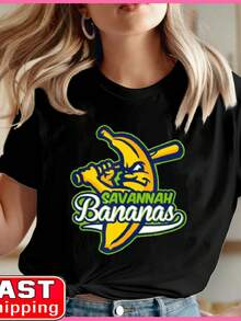 #Savannah #Bananas Baseball Men Women T-Shirt Unisex Full Size - Black - View 1