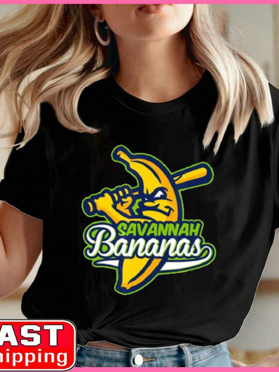 #Savannah #Bananas Baseball Men Women T-Shirt Unisex Full Size - Black - View 1