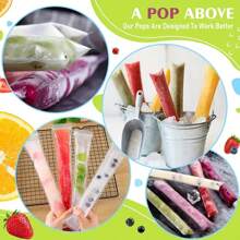 50 piezas Bolsa desechable para paletas, molde de cubitos de hielo, bolsa sellada con cremallera, palito de yogur, bolsa para paletas de jugo, suministros de cocina, esencial para verano, Halloween y Navidad