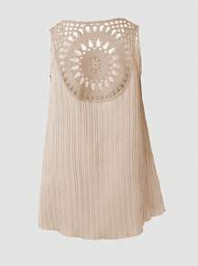 Women's Summer Solid Color Versatile Embroidered Hollow-Out Camisole, Woven Fabric 120g