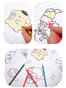 Sanrio 1Set Sanrio Hello Kitty Kuromi Cinnamoroll My Melody Family Series Highly Attractive DIY Long Scroll Graffiti Drawing Paper Super Large Coloring Drawing Paper Cartoon Scroll Creative Set