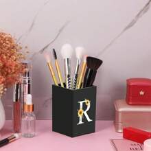 Praktischer acrylischer Stifthalter, Stiftbecher, minimalistischer Stiftehalter mit Namensschrift-Muster, multifunktionaler Schreibtischorganizer, Make-up Pinsel Aufbewahrung, stabile Bürozubehör, modernes Design, Studiendekoration