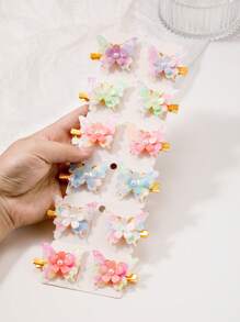 2pcs Colorful Sequined Cute Butterfly Hair Clips, Decorative Hair Accessories, 3D Butterfly Hair Clip Set, Alloy Butterfly Hair Clips With Rhinestone Decor