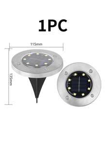 1 Stück/4 Stück Solar betriebene 8LED Bodenleuchten, Outdoor Park Rasen Leuchten, Solar betriebene dekorative Beleuchtung, Edelstahl Haushalt Garten Terrasse Stimmungsbeleuchtung, Wasserdicht