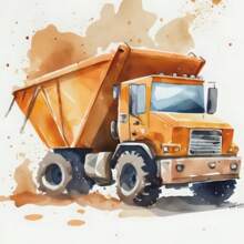 Cartoon Bulldozer Bagger Baufahrzeuge Wandkunst Drucke für Kinderzimmer, Babyzimmer (ungerahmt)