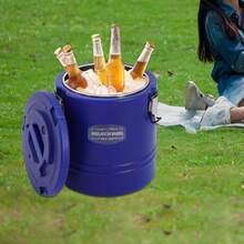 HOHOBLA Ice Bucket Insulated With Lids For Parties And Bar Stainless Steel Three Wall - Blue - View 4