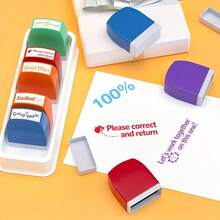 1 Set Of Reward Seals, Teacher Seals, Automatic Ink Incentive Color Sets, Work Grading Teacher Equipment, Storage Tray, Suitable For School Classrooms And Home Assistants, Color Seals - 1 cái - Xem 4