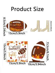 3 Piezas/Set, 1/75 Set Decoración de bandeja escalonada de madera con tema de fútbol de otoño, hojas de otoño rústicas, señal de cosecha de fútbol para decoración de mesa de fiesta de Acción de Gracias en estilo granja (sin bandeja)