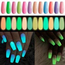 VERONNI 12 couleurs de poudre à tremper qui brillent dans le noir, avec un effet de dégradé rêveur, parfait pour les ongles de fête et le nail art DIY créatif