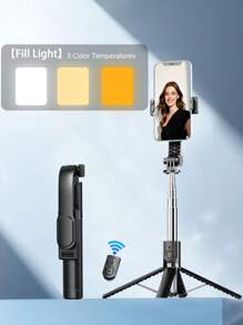 Palo de selfie inalámbrico Bluetooth de 1,03 m, rotación de 360°, acero inoxidable antivibración, compatible con iPhone 16, 15, 14, 13, 12, 11e/Max/Pro/Xs/Xr/X/Plus, compatible con Samsung Galaxy S25/S24/S23/S22 Ultra y otros teléfonos inteligentes Android, adecuado para autotrasmisión.