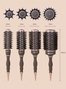 1pc Stylance Nano Ionic Ceramic Hair Salon Brush With Nylon Pins & Boar Bristle Tapered Handle For Hairstyling