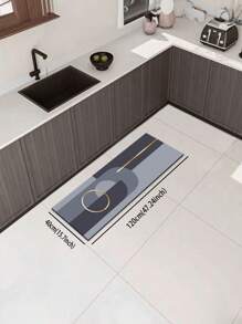 1 pezzo Tappeto da pavimento per cucina di alta qualità in composito di diatomite grigio con strisce dorate, ammortizzante anti-affaticamento, assorbente, in gomma siliconica leggera, spessore 3 mm, adatto per cucina, bagno, ingresso, lavanderia