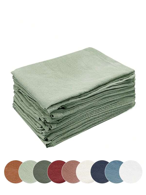 2/6/12pcs Modern Solid Color Textured Crinkle Napkins, Suitable For Restaurant, Living Room, Home, Daily Use, Valentine's Day, Wedding, Party Decor