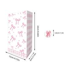 [4/8/12 Pcs Set] Fashionable Pink Bow Gift Bags (With Decorative Stickers), Elegant For Birthday/Bachelorette/Engagement/Bridal Shower Decor - Multicolor - View 6