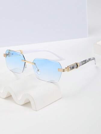 1 pièce Lunettes mode homme sans monture rectangulaires, style vintage convenant pour les voyages et vacances d'été à la plage, les sorties en extérieur et les retours à l'école avec un look preppy à la mode