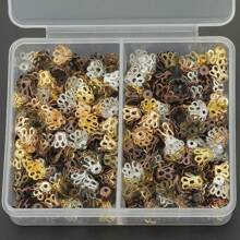 300pcs/Box Random Color Mixing + Random Color Mixing/Golden+Silvery/Golden+White K/KC Golden+Silvery/KC Golden+White K/White K+Silvery Little Cup Shaped Beads Caps For DIY Jewelry Making, Accessories & Parts