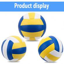 1 pièce Ballon de volley-ball n°5, PVC épais, jaune/bleu/blanc, convient pour l'entraînement intérieur/extérieur, volleyball de plage
