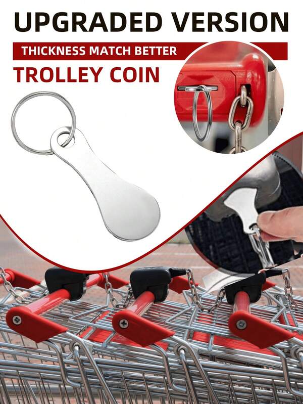 1 pezzo Portachiavi per carrello della spesa in acciaio inossidabile spessore 2,8 mm aggiornato, più spesso, spessore 1 libbra, più adatto per paesi europei come il Regno Unito, ciondolo portachiavi, senza necessità di monete, pratico