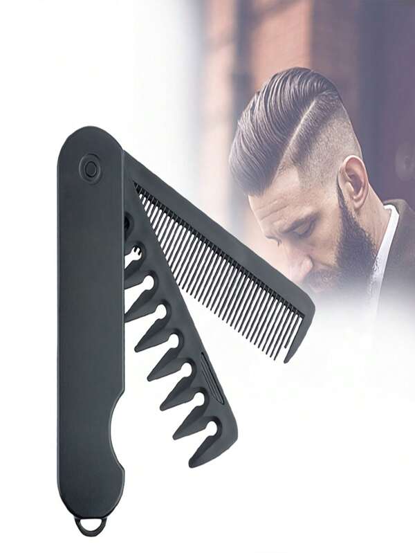 2pcs/1pc 8.94inch Plastic Folding Comb, (Including 1 Small Comb) 2-In-1 Comb, 180° Rotation, Multifunctional Hair Brush, Suitable For Home, Travel, Office Use, Ladies Hair Straightening