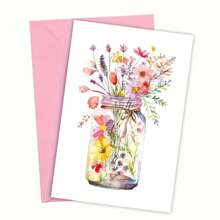 1PC Watercolor Flowers Greeting Cards, Flowers Floral Botanical, Lank Cards, Olded Stationery, For Every Occasion, Bestie Gift For Easter, With Envelope