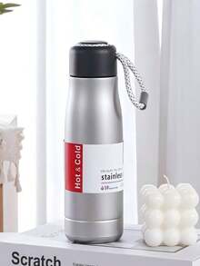 1pc Knight-Shaped Minimalist Straight Cup, Rope Handle Stainless Steel Vacuum Insulated Water Bottle - Multicolor - View 8