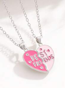 2 pièces Collier de meilleurs amis, collier magnétique de couple BFF, pendentif en forme de cœur mignon, cadeau à la mode pour les filles, cadeau d'anniversaire